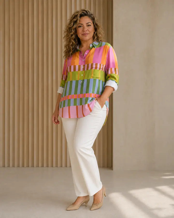 Blouse artistique Amber portée