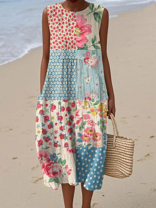 ANNA | Robe midi patchwork