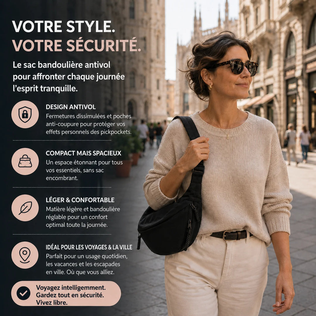 Aria sac à bandoulière noir - visuel français