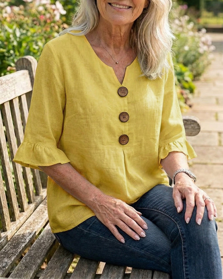 Sophie | Blouse légère en coton-lin avec boutons en bois