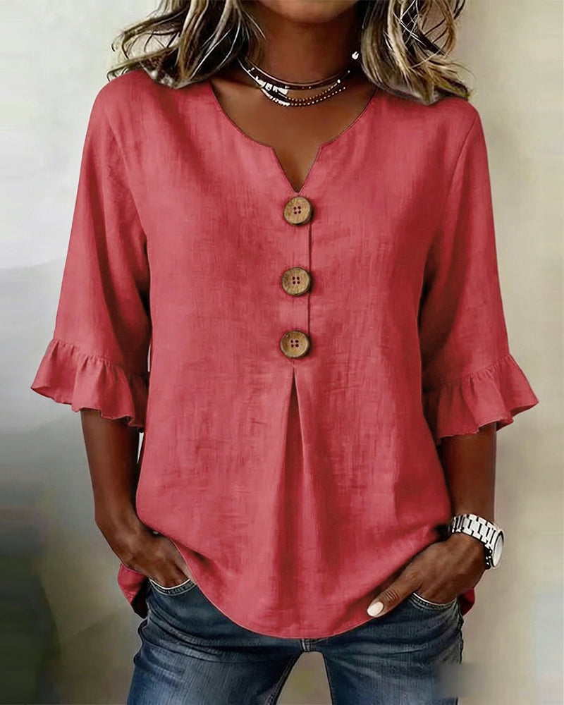 Sophie | Blouse légère en coton-lin avec boutons en bois