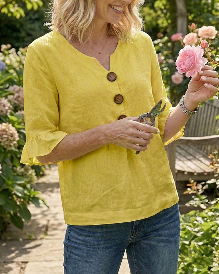 Sophie | Blouse légère en coton-lin avec boutons en bois
