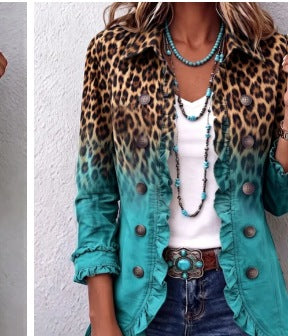 Blazer Beatrice léopard ombré à volants