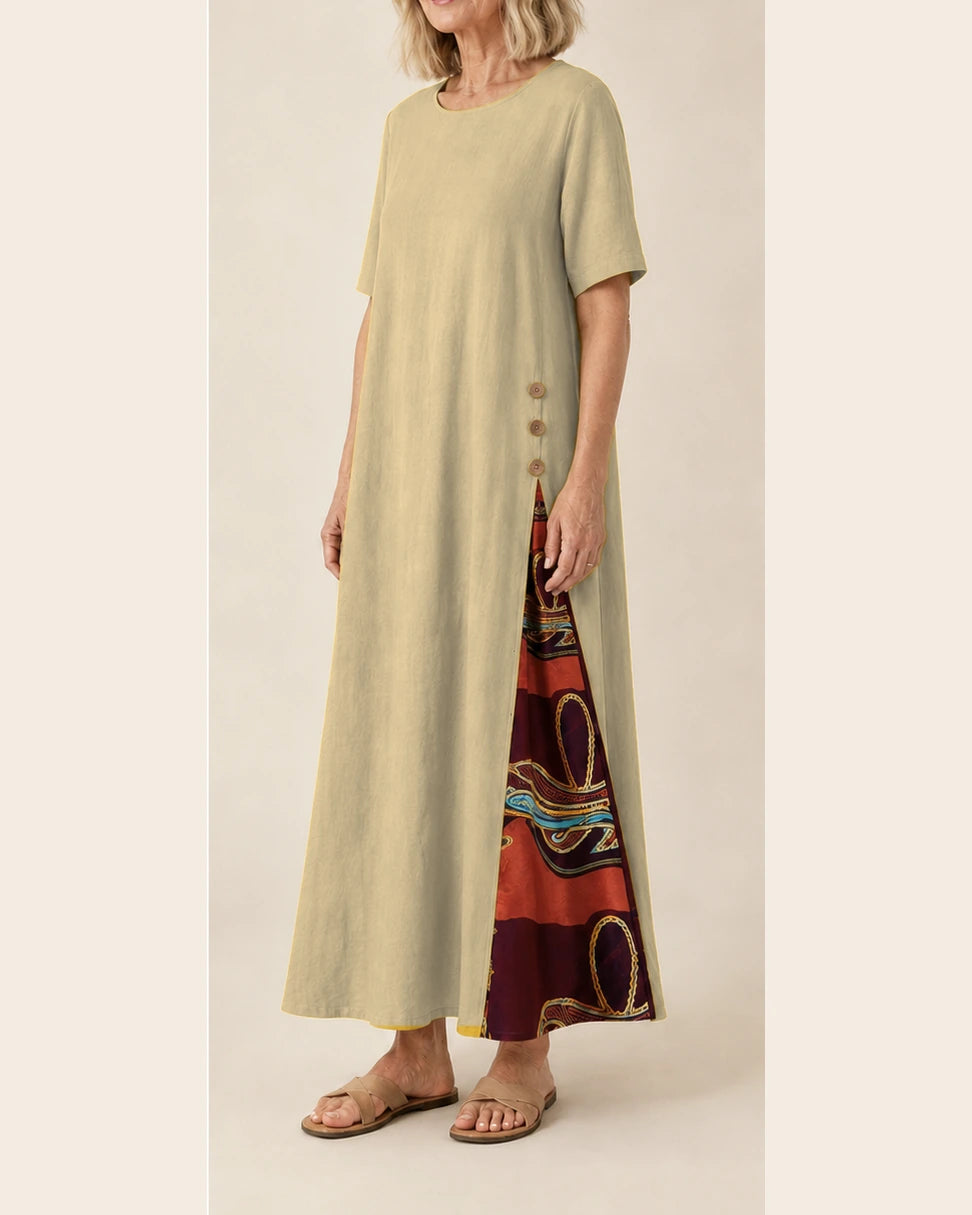 Robe Maurene beige – vue trois-quarts