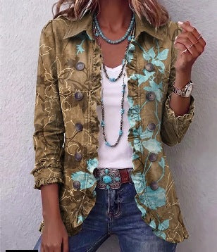 Veste Bianca bohème fleurie vintage dégradée à volants