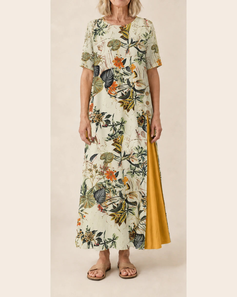 Robe Maurene imprimé floral botanique – vue de face