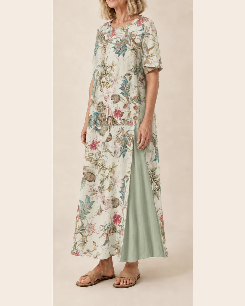 Robe Maurene imprimé floral pastel – vue trois-quarts