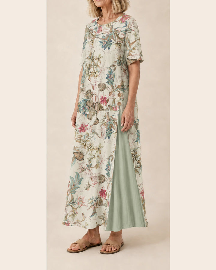 Robe Maurene imprimé floral pastel – vue trois-quarts