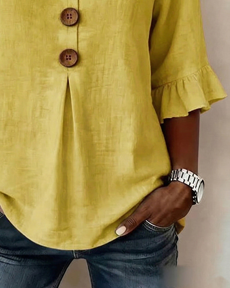 Sophie | Blouse légère en coton-lin avec boutons en bois