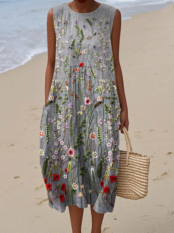 CARA | Robe midi fleurs sauvages