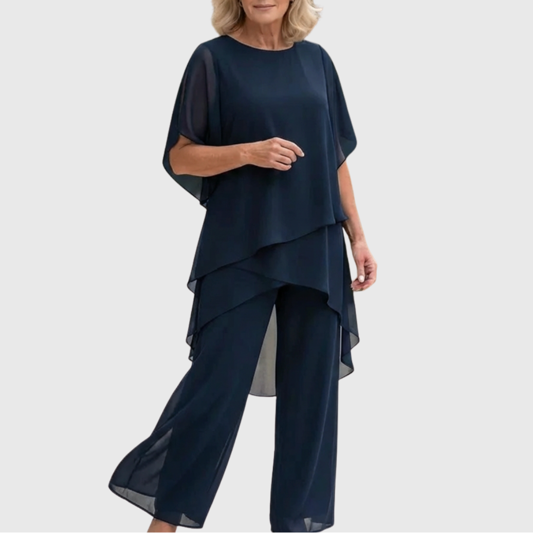 Ensemble Chiara bleu avec pantalon palazzo