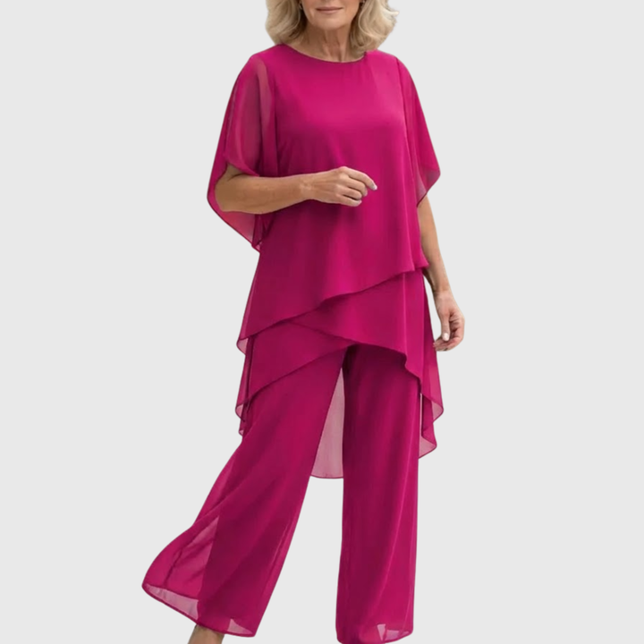 Ensemble Chiara fuchsia avec pantalon palazzo