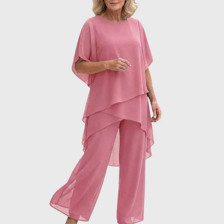 Ensemble Chiara rose avec pantalon palazzo