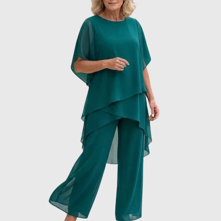 Ensemble Chiara turquoise avec pantalon palazzo