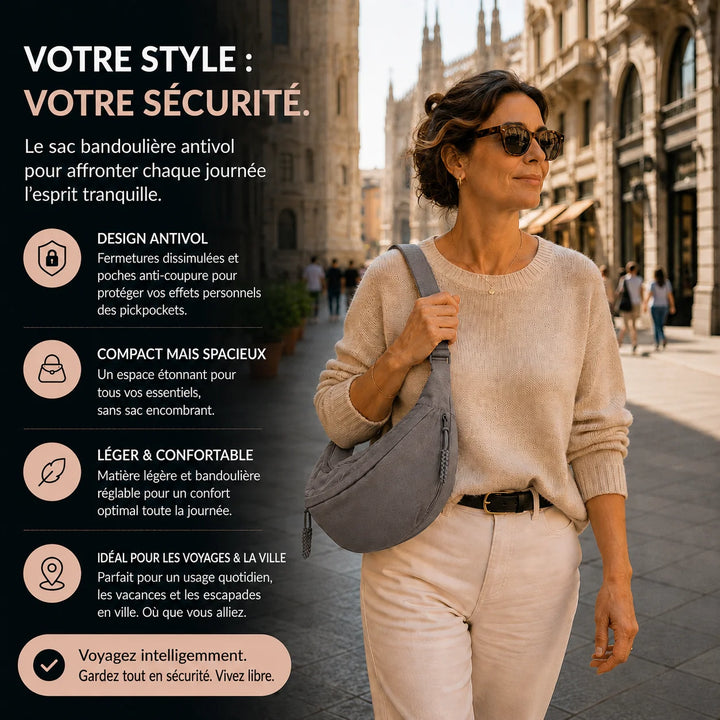 Chiara sac à bandoulière gris - visuel français