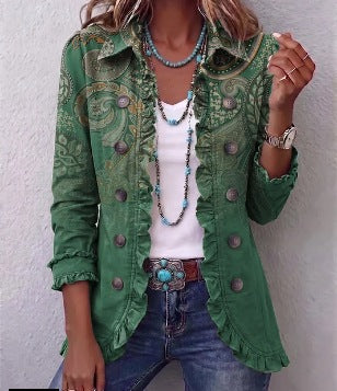 Veste Cosima bohème paisley à volants