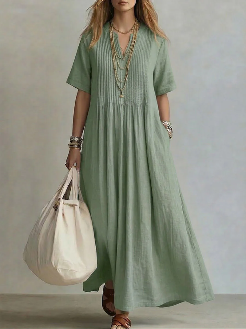 Léonie | Robe longue plissée fluide