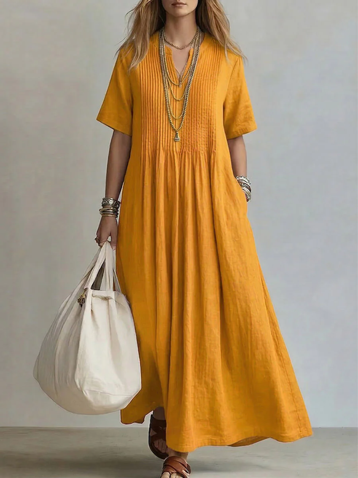 Léonie | Robe longue plissée fluide