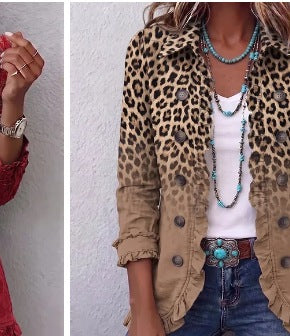 Veste Donatella léopard vintage dégradée à volants