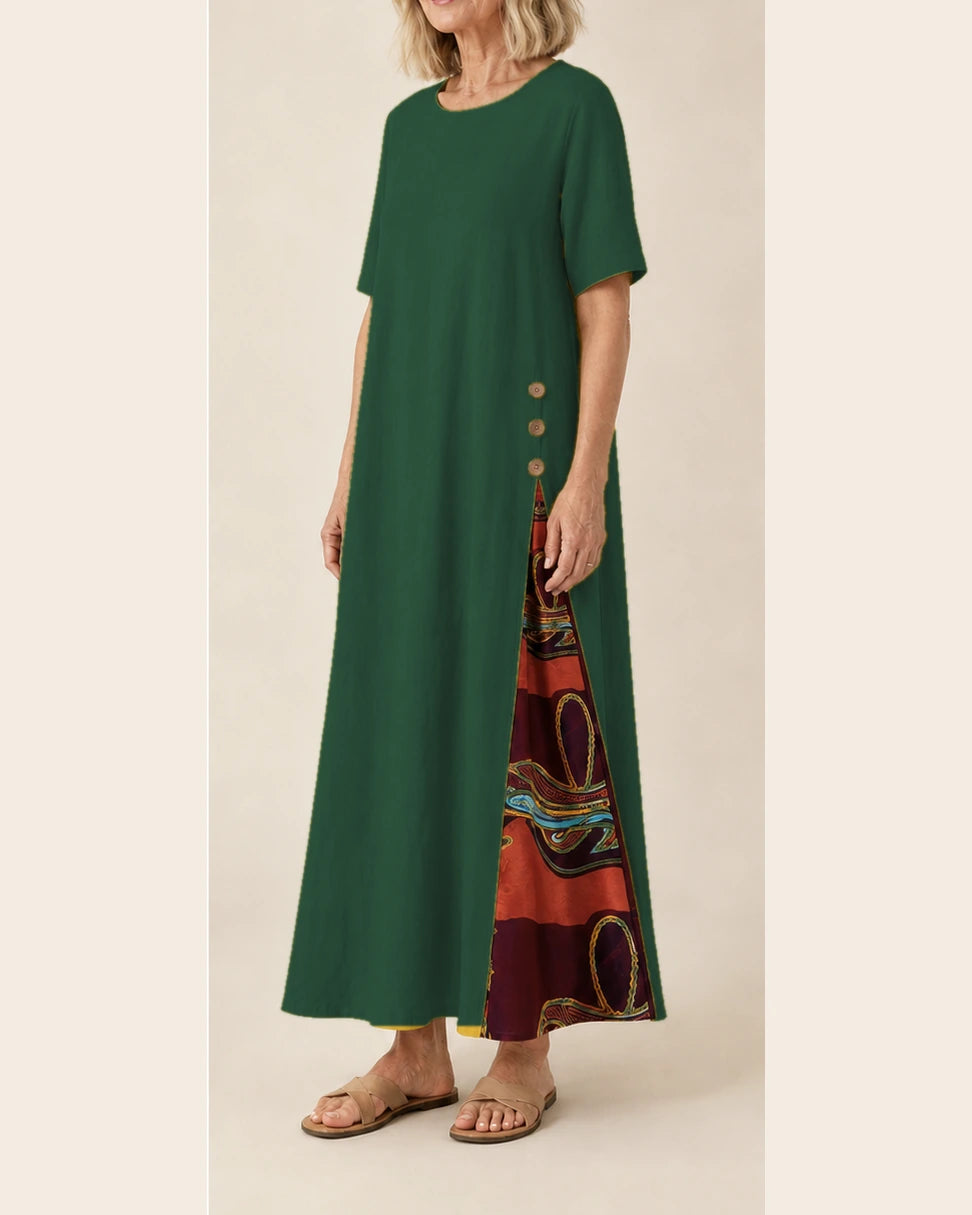 Robe Maurene vert foncé – vue trois-quarts