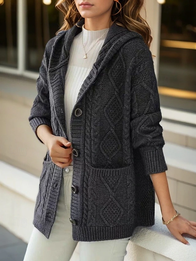 Lina™ - Cardigan Élégant en Maille Diamant
