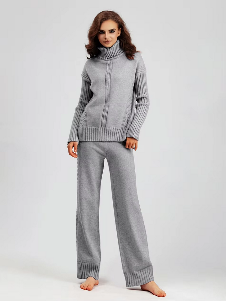 Scarlett™ - Pull à col montant élégant avec ensemble de pantalons amples