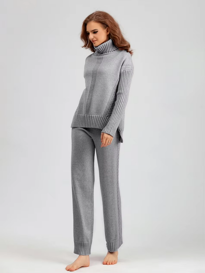 Scarlett™ - Pull à col montant élégant avec ensemble de pantalons amples