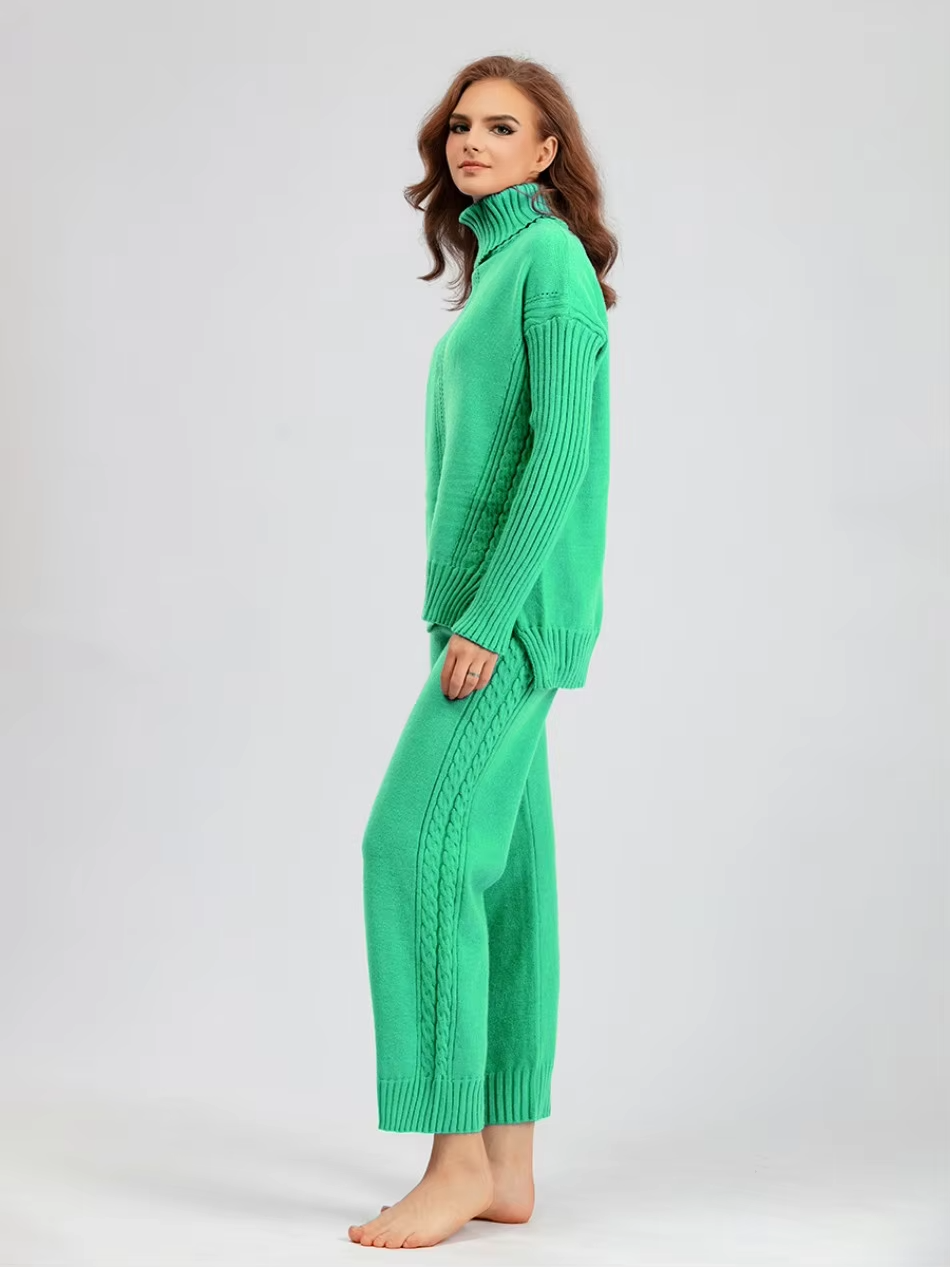 Scarlett™ - Pull à col montant élégant avec ensemble de pantalons amples