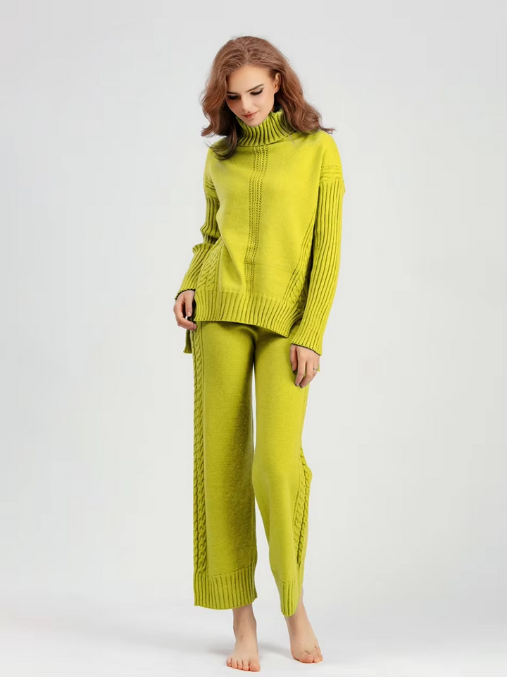 Scarlett™ - Pull à col montant élégant avec ensemble de pantalons amples