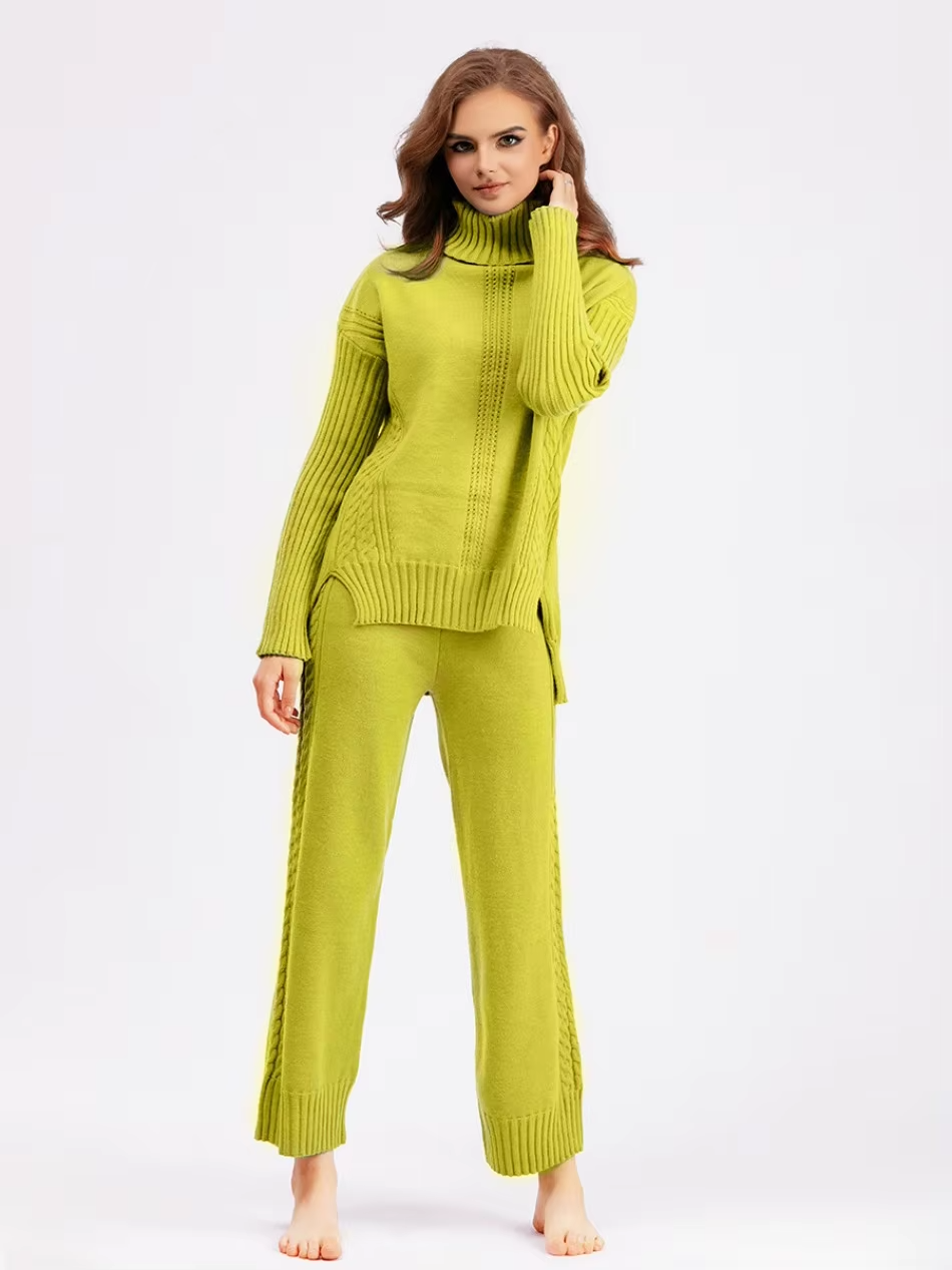 Scarlett™ - Pull à col montant élégant avec ensemble de pantalons amples