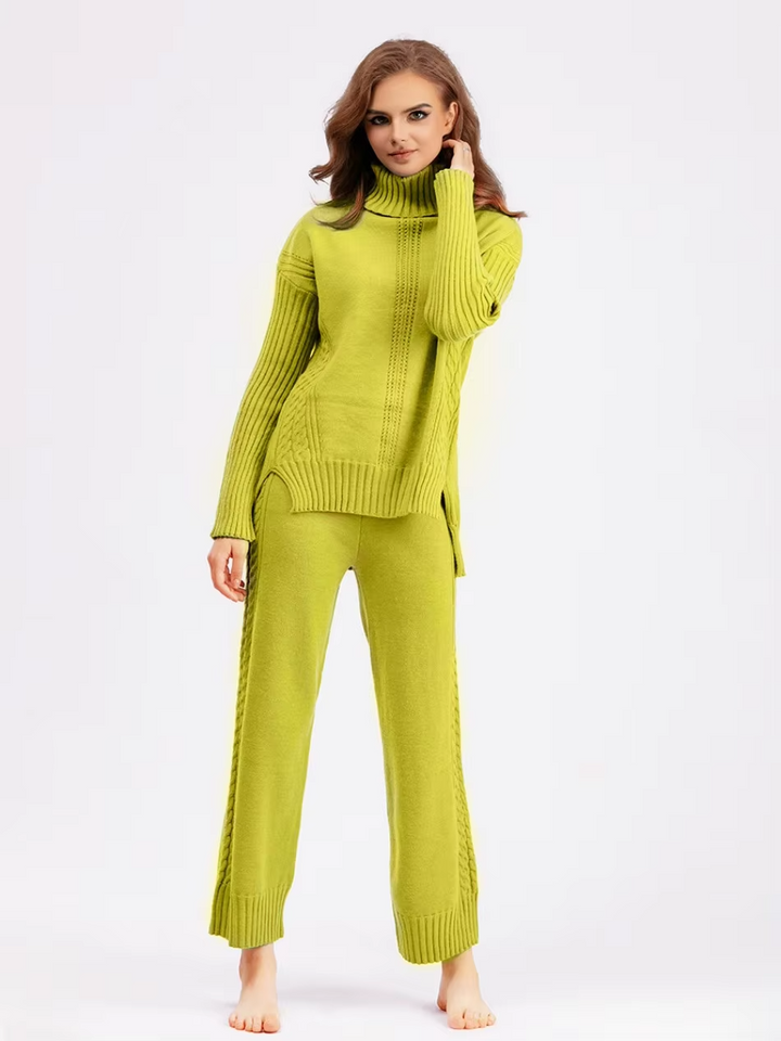 Scarlett™ - Pull à col montant élégant avec ensemble de pantalons amples