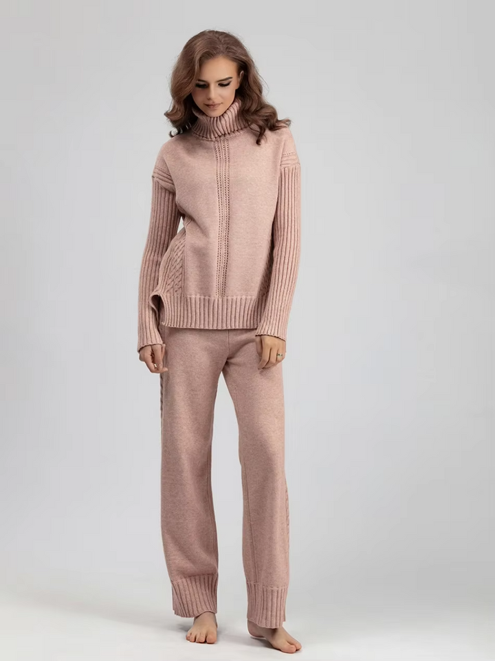 Scarlett™ - Pull à col montant élégant avec ensemble de pantalons amples
