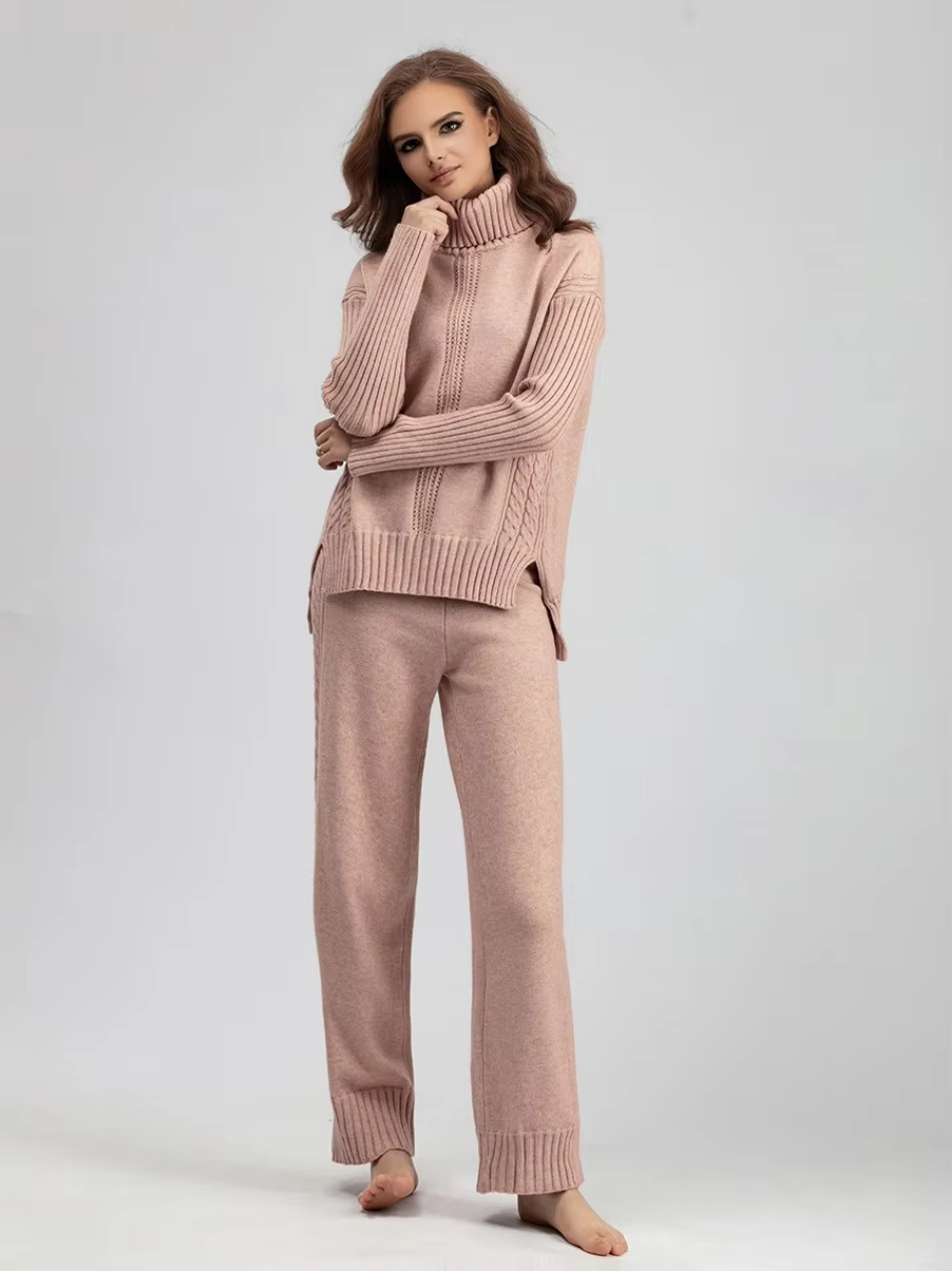 Scarlett™ - Pull à col montant élégant avec ensemble de pantalons amples