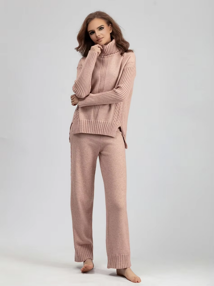 Scarlett™ - Pull à col montant élégant avec ensemble de pantalons amples