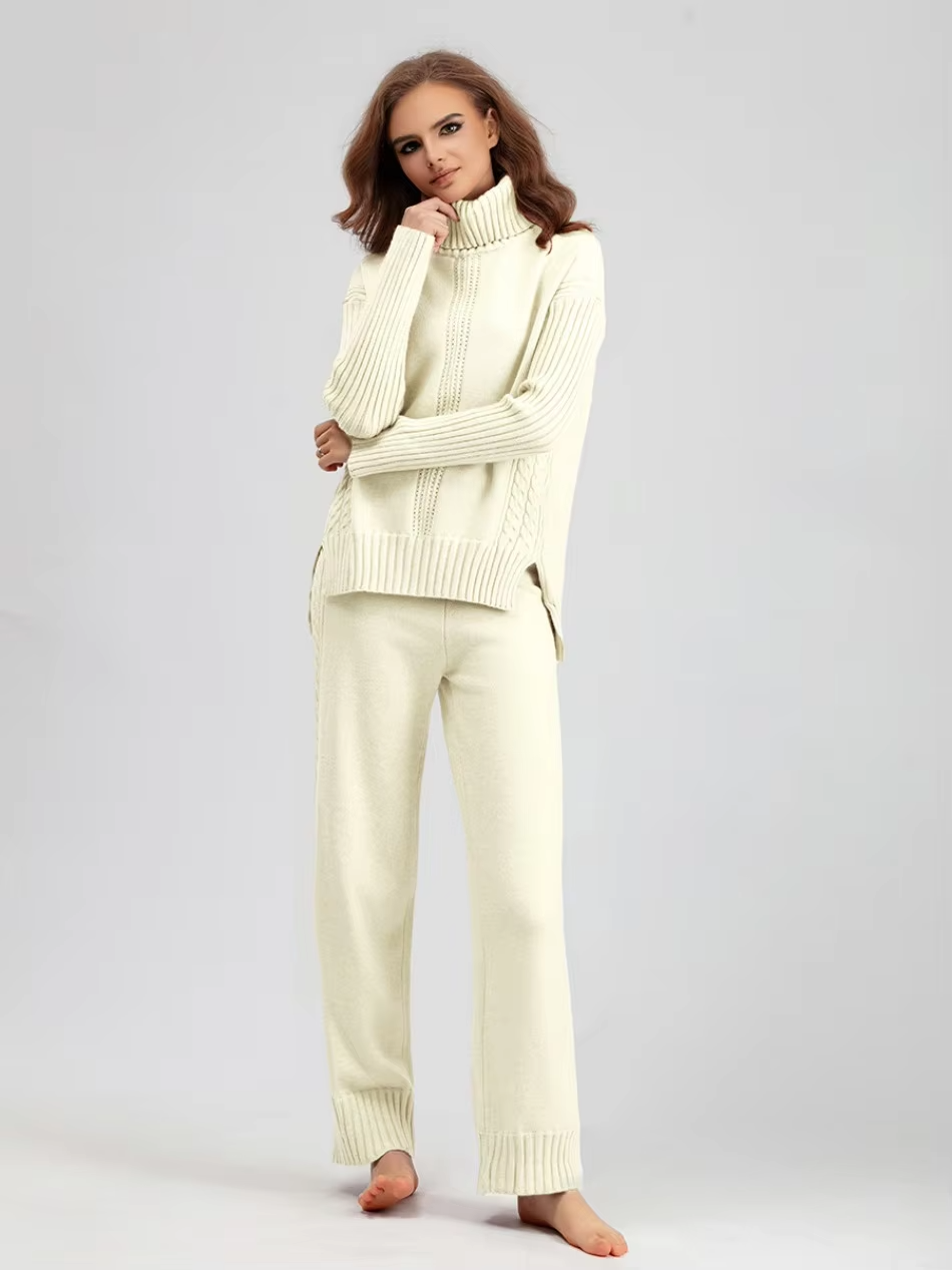 Scarlett™ - Pull à col montant élégant avec ensemble de pantalons amples
