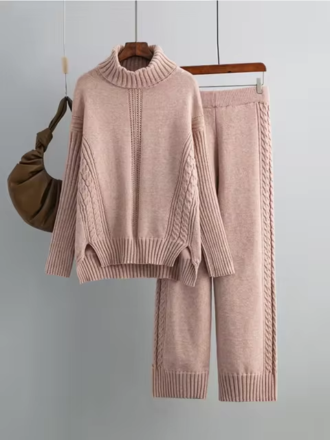 Scarlett™ - Pull à col montant élégant avec ensemble de pantalons amples