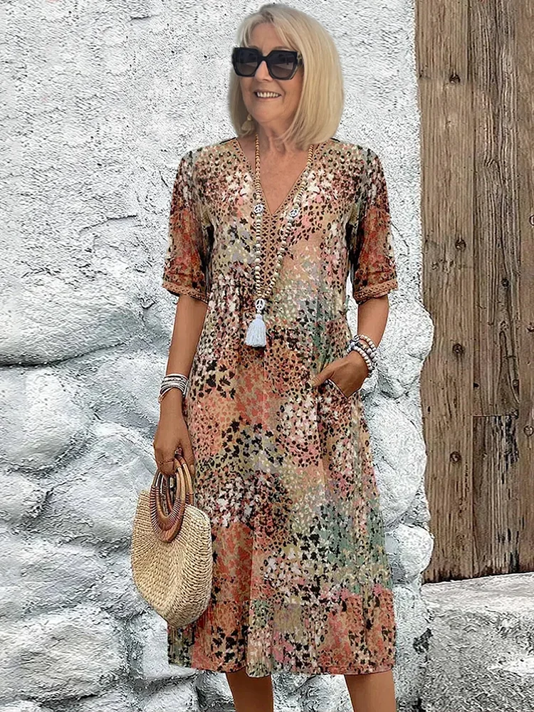 Suzanne | Robe midi vibrante à couvrance ventre élégante