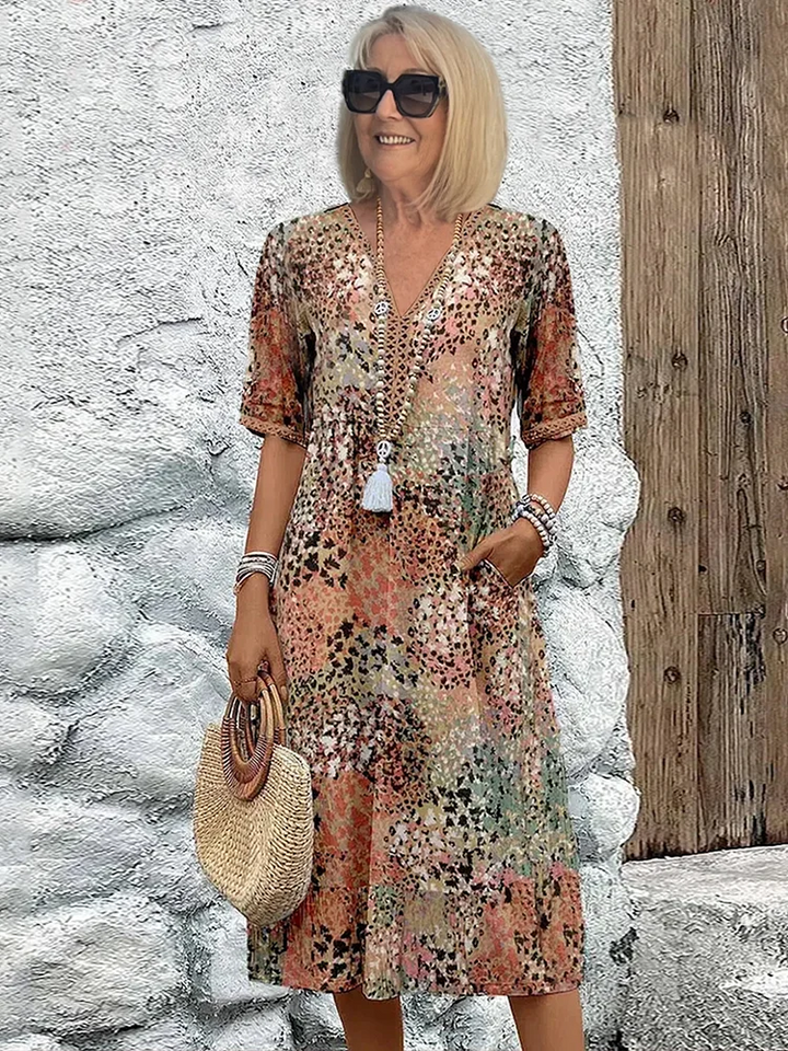 Suzanne | Robe midi vibrante à couvrance ventre élégante