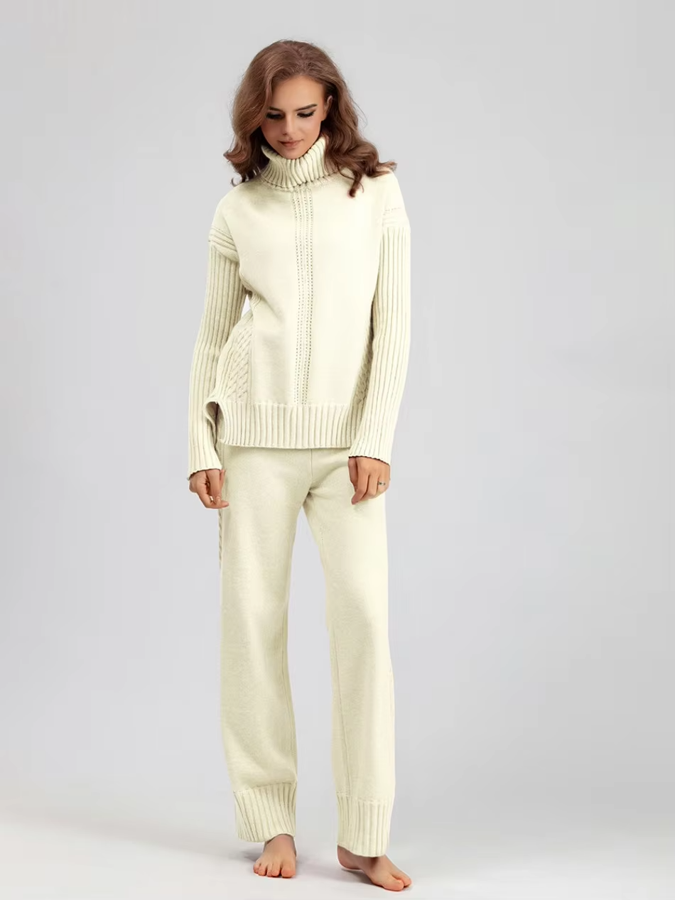 Scarlett™ - Pull à col montant élégant avec ensemble de pantalons amples