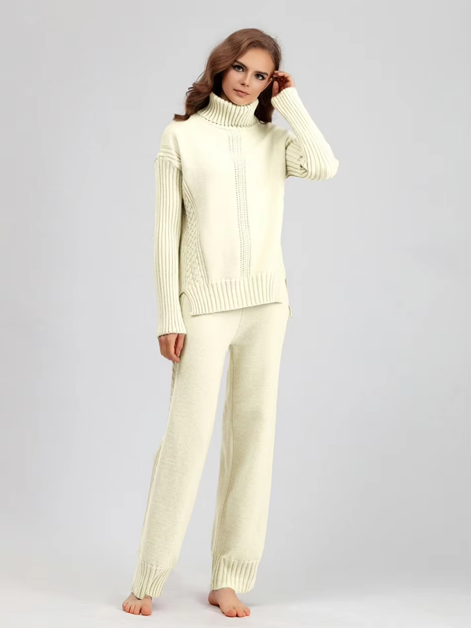 Scarlett™ - Pull à col montant élégant avec ensemble de pantalons amples