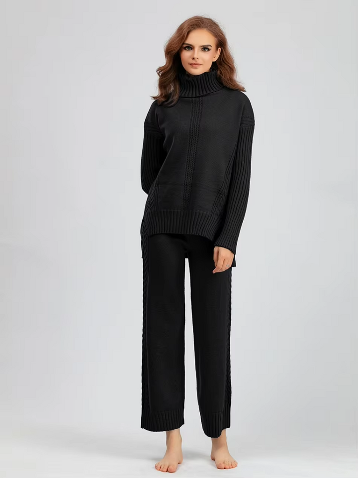 Scarlett™ - Pull à col montant élégant avec ensemble de pantalons amples