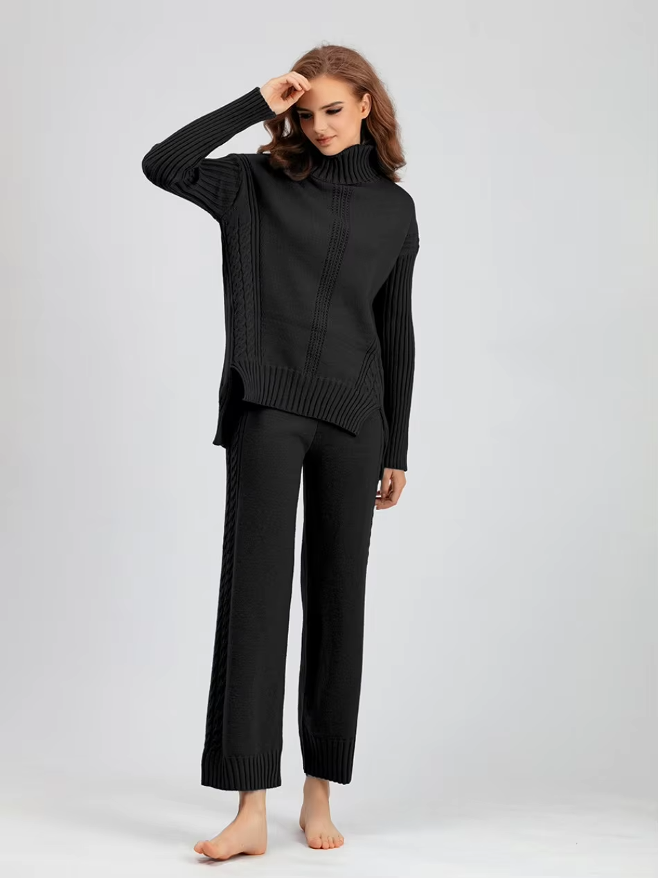Scarlett™ - Pull à col montant élégant avec ensemble de pantalons amples