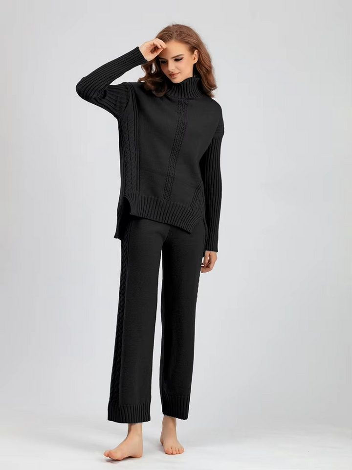 Scarlett™ - Pull à col montant élégant avec ensemble de pantalons amples