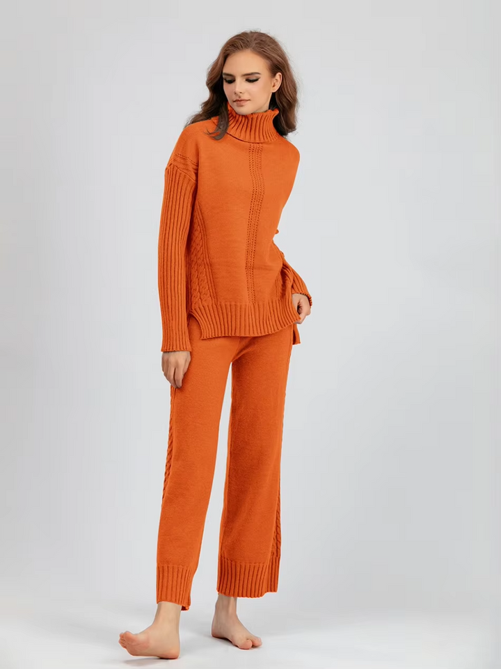 Scarlett™ - Pull à col montant élégant avec ensemble de pantalons amples