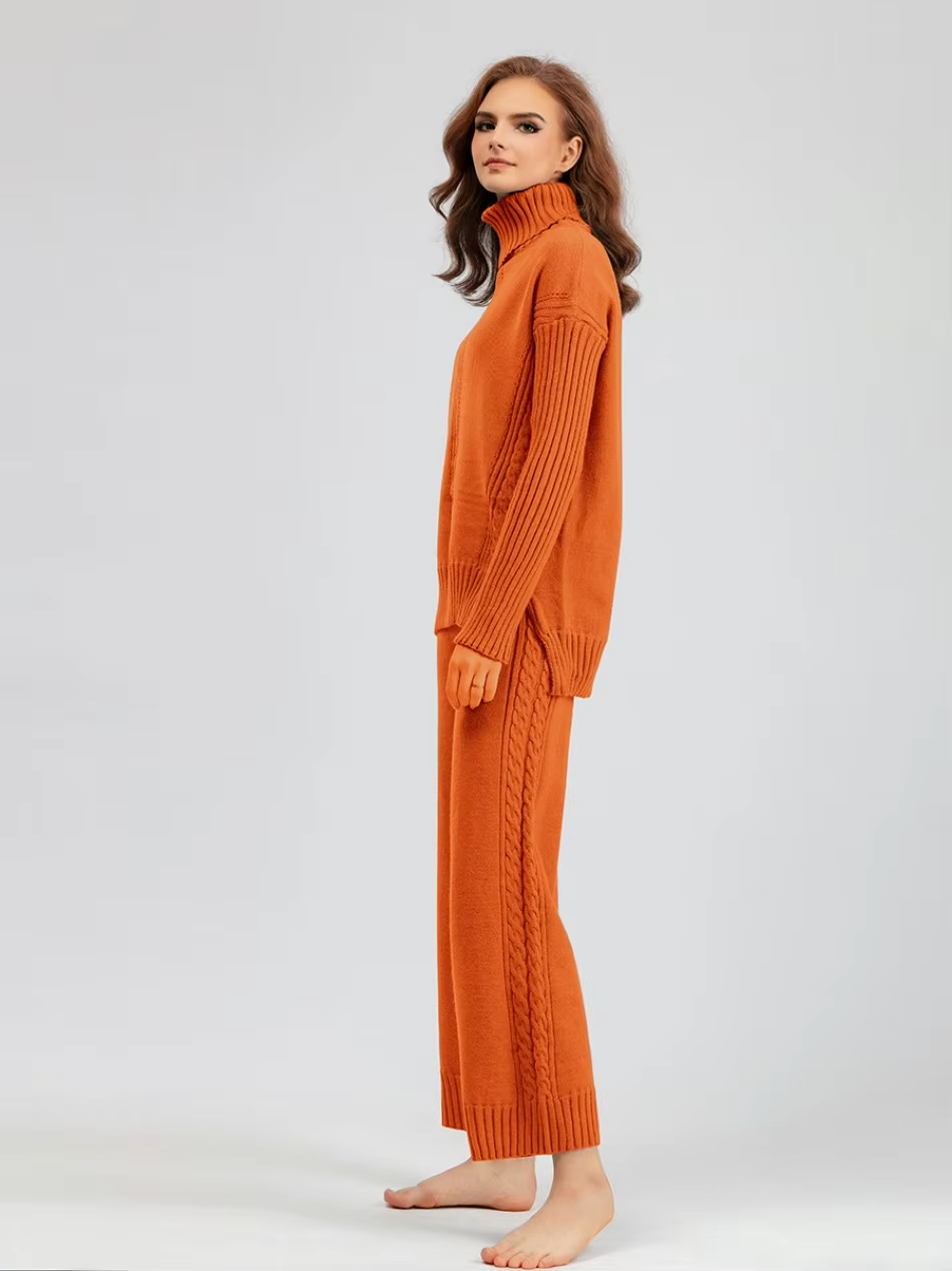 Scarlett™ - Pull à col montant élégant avec ensemble de pantalons amples