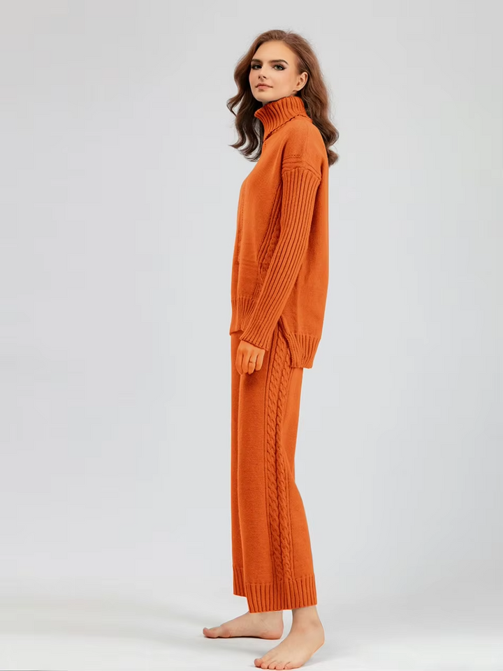 Scarlett™ - Pull à col montant élégant avec ensemble de pantalons amples