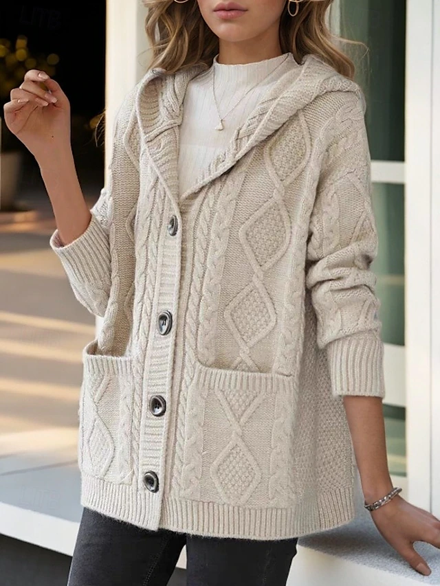 Lina™ - Cardigan Élégant en Maille Diamant