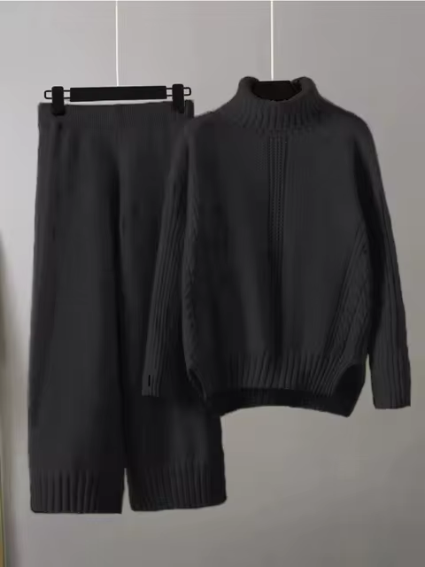 Scarlett™ - Pull à col montant élégant avec ensemble de pantalons amples