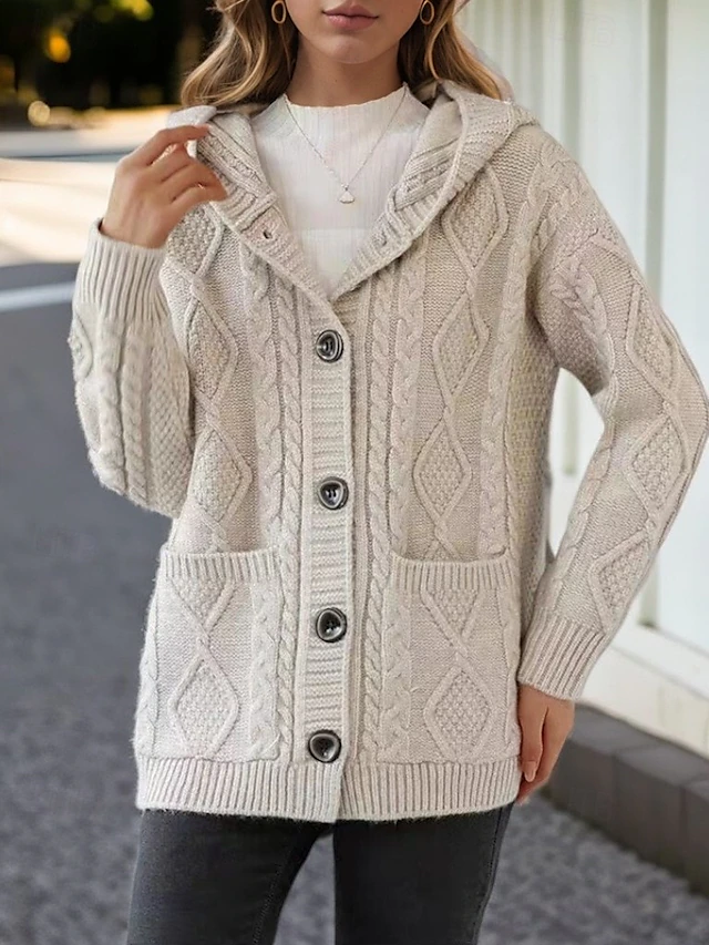 Lina™ - Cardigan Élégant en Maille Diamant