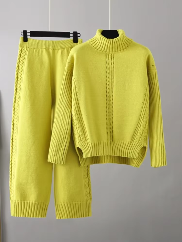 Scarlett™ - Pull à col montant élégant avec ensemble de pantalons amples